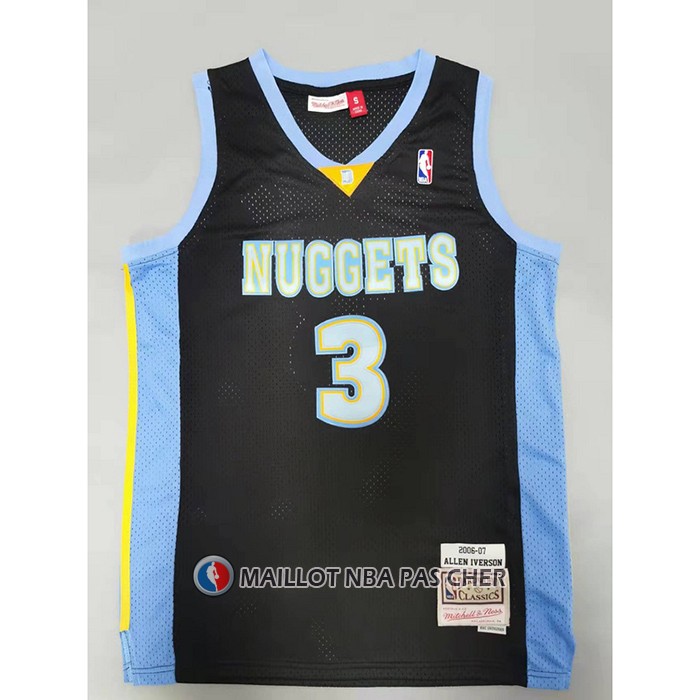 Maillot Denver Nuggets Allen Iverson NO 3 Mitchell & Ness 2006-07 Noir